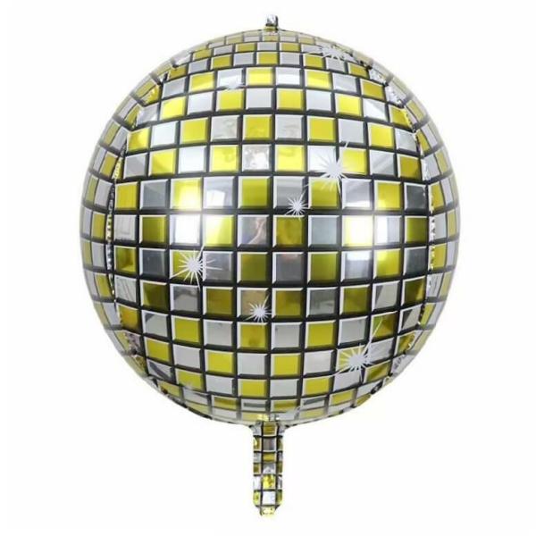 22-Inch Metallic Gold Silver Disco Ball Orbz Foil Balloon  |   Orbz Balloons