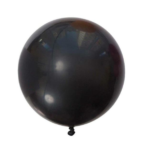 24-Inch Round Black Latex Balloon  |   Plain Colour