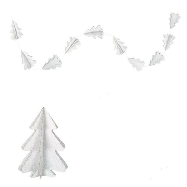 2M 3D Silver Glitter Christmas Tree Paper Garland  |   Paper Garlands