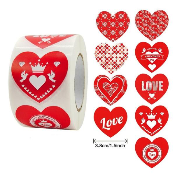 3.5Cm Red Heart Happy Valentine’s Day Stickers 50Pk  |   Stickers