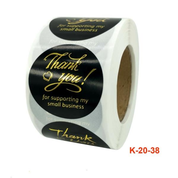 3.8Cm Black Thank You For Your Supporting My Business Stickers 50Pk  |   Thank You Stickers