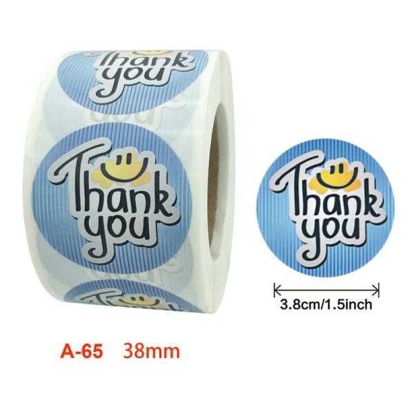 3.8Cm Round Blue Smiling Emoji Thank You Stickers 50Pk  |   Thank You Stickers