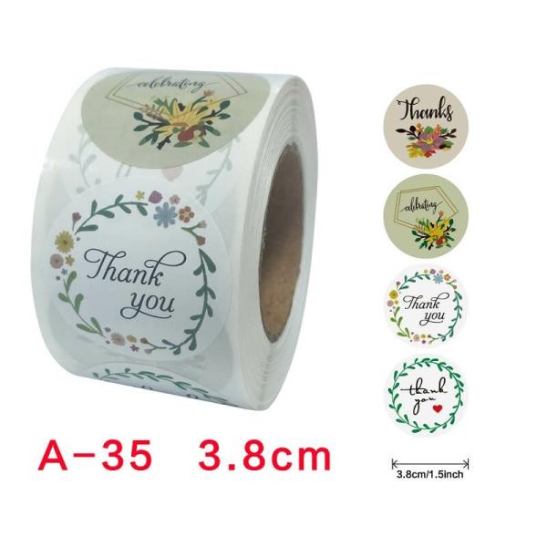 3.8Cm Round Floral Thank You Stickers – 5 Designs 50Pk  |   Thank You Stickers