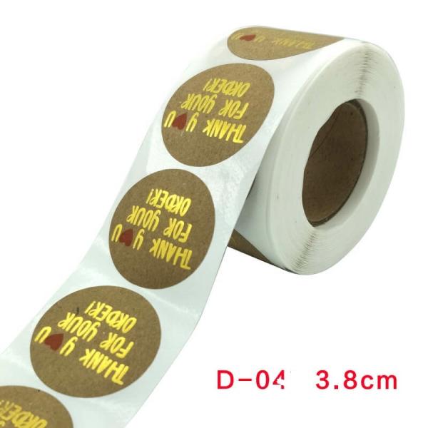 3.8Cm Round Kraft Thank You For Your Order Gold Print Stickers 50Pk  |   Thank You Stickers