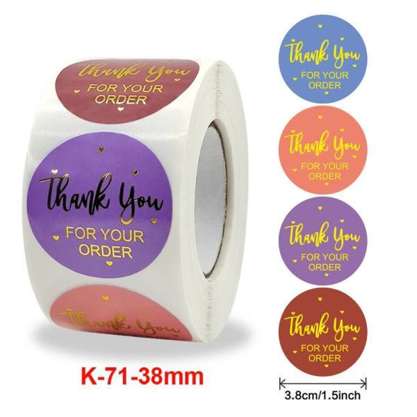 3.8Cm Thank You For Your Order With Hearts Stickers – 4 Designs 50Pk  |   Thank You Stickers