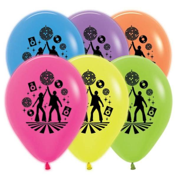 30Cm Disco Theme Neon Assorted Latex Balloons 25Pk  |   Neon Balloons