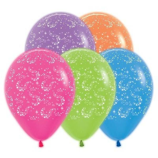 30Cm Sparkling Stars Neon Party Assorted Latex Balloons 25Pk  |   Neon Balloons