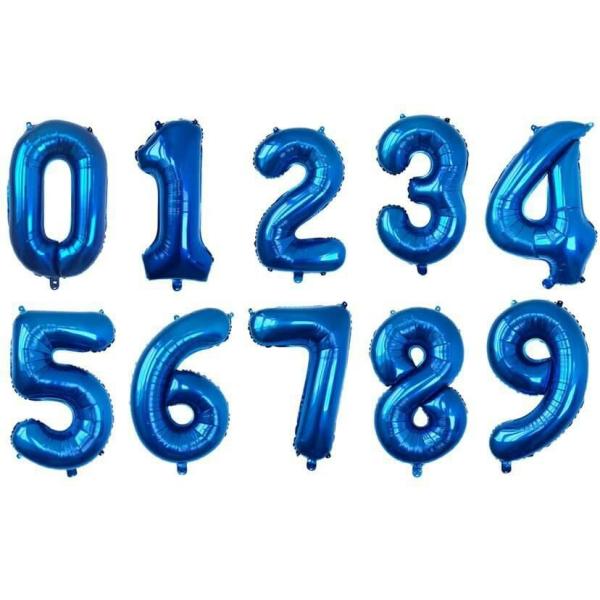 32-Inch Giant Blue 0-9 Number Foil Balloon  |   Number Balloons