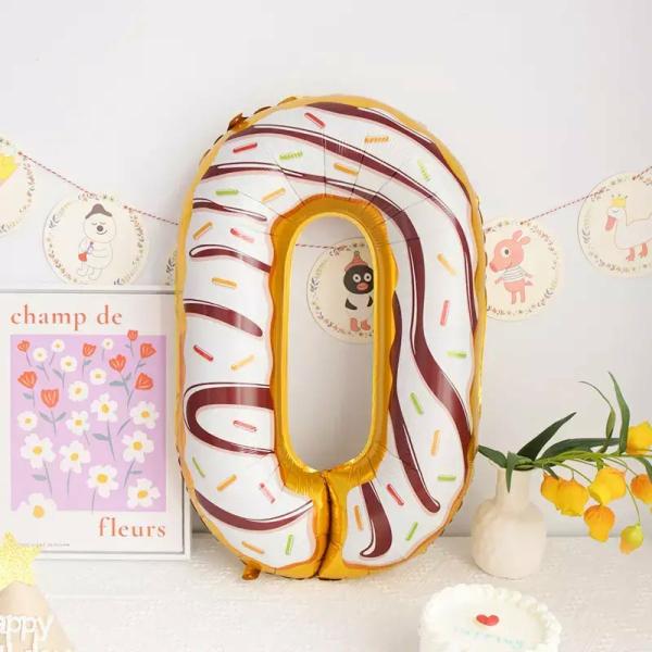 32-Inch Giant Donut Number 0 Foil Balloon  |   32-Inch Numbers