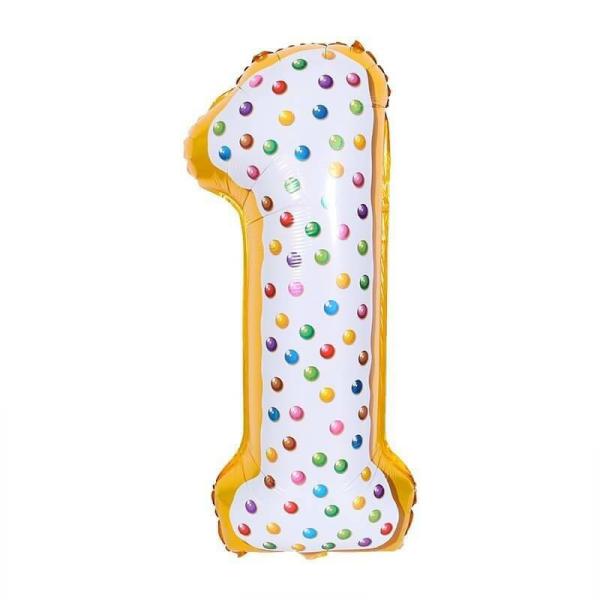 32-Inch Giant Donut Number 1 Foil Balloon  |   32-Inch Numbers