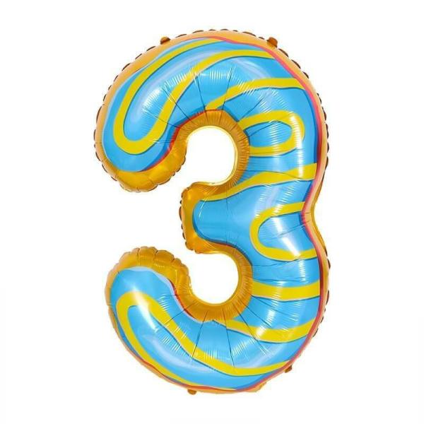 32-Inch Giant Donut Number 3 Foil Balloon  |   32-Inch Numbers