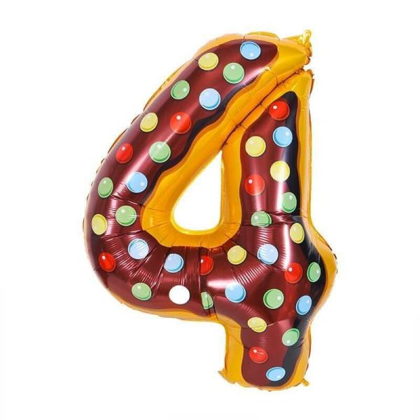 32-Inch Giant Donut Number 4 Foil Balloon  |   32-Inch Numbers