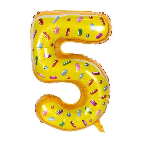 32-Inch Giant Donut Number 5 Foil Balloon  |   32-Inch Numbers