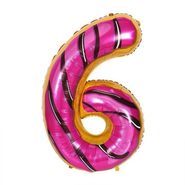 32-Inch Giant Donut Number 6 Foil Balloon  |   32-Inch Numbers