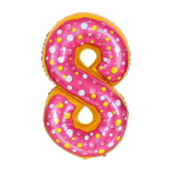 32-Inch Giant Donut Number 8 Foil Balloon  |   32-Inch Numbers