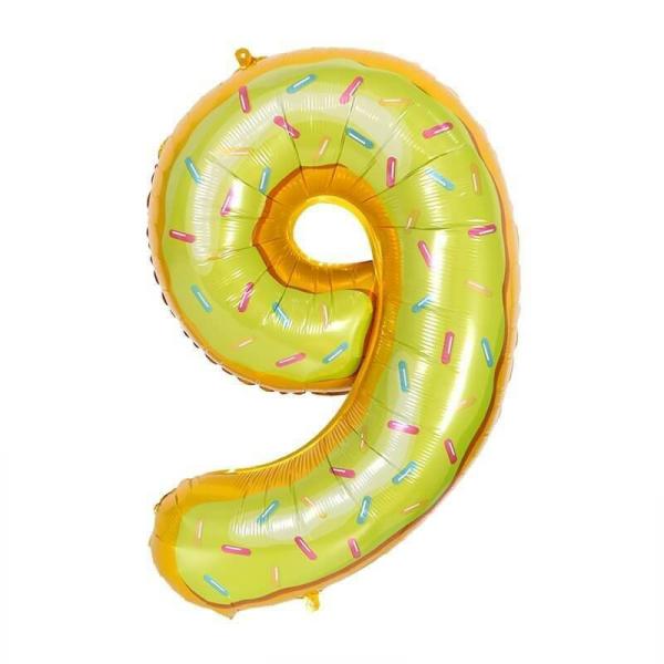 32-Inch Giant Donut Number 9 Foil Balloon  |   32-Inch Numbers