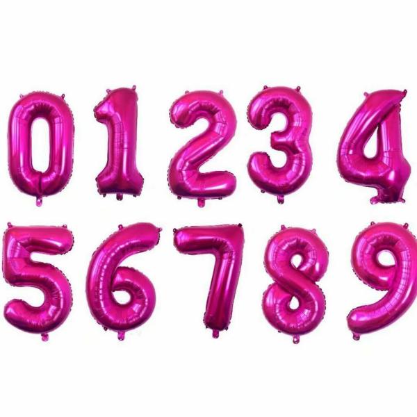 32-Inch Giant Hot Pink 0-9 Number Foil Balloon  |   Number Balloons