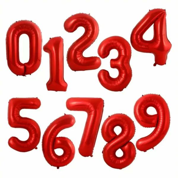 32-Inch Giant Red 0-9 Number Foil Balloons  |   Number Balloons