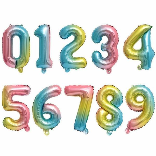 32-Inch Iridescent Rainbow Number 0-9 Foil Balloon  |   32-Inch Numbers