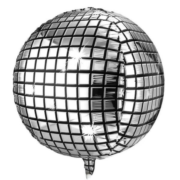 32-Inch Jumbo Silver Disco Ball Orbz Foil Balloon  |   Orbz Balloons