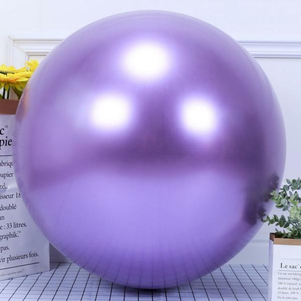 36-Inch Jumbo Round Metallic Chrome Purple Latex Balloon  |   Giant Balloons