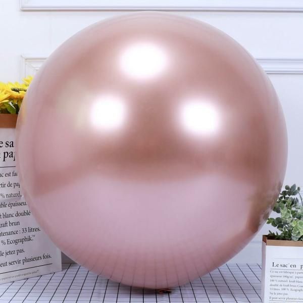 36-Inch Jumbo Round Metallic Chrome Rose Gold Latex Balloon  |   Giant Balloons