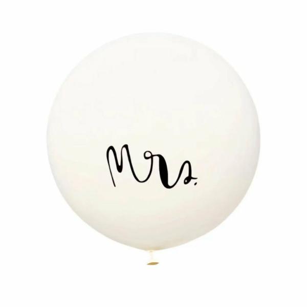 36-Inch Jumbo Round ‘Mrs’ White Latex Balloon  |   Giant Balloons