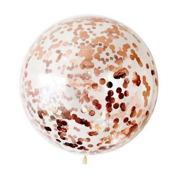 36-Inch Jumbo Round Rose Gold Confetti Balloon  |   Giant Balloons