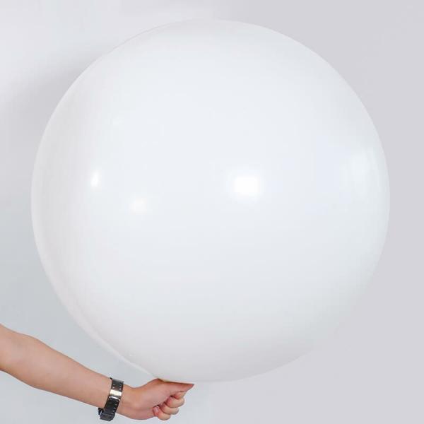 36-Inch Jumbo Round White Latex Balloon  |   Plain Colour