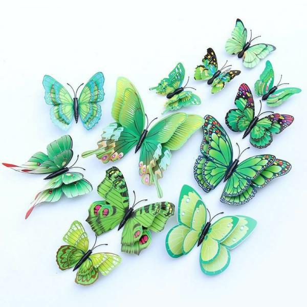 3D Green Butterfly Magnetic Stickers 12 Pack  |   3D Butterfly Stickers