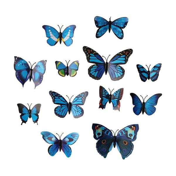 3D Magnetic Butterfly Decorations 12Pk – Blue  |   3D Butterfly Stickers