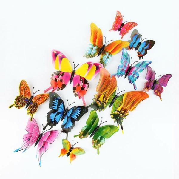 3D Rainbow Butterfly Magnetic Stickers 12Pk – Style 1  |   3D Butterfly Stickers