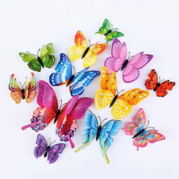 3D Rainbow Butterfly Magnetic Stickers 12Pk – Style 2  |   3D Butterfly Stickers