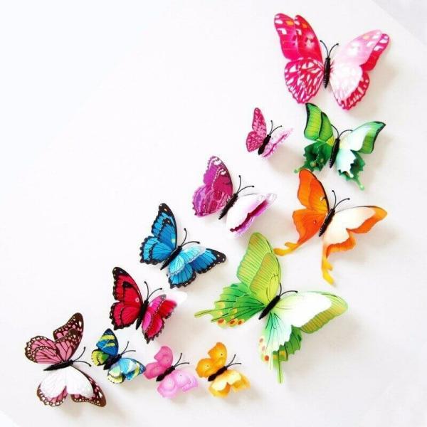 3D Rainbow Butterfly Magnetic Stickers 12Pk – Style 4  |   3D Butterfly Stickers