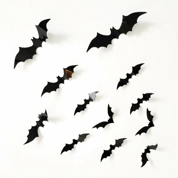 3D Removable Plastic Black Bat Wall Stickers 12Pk  |   Stickers