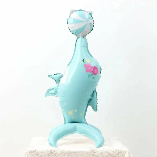 3D Standing Dolphin Playing Beach Ball Foil Balloon  |   Shaped Balloons