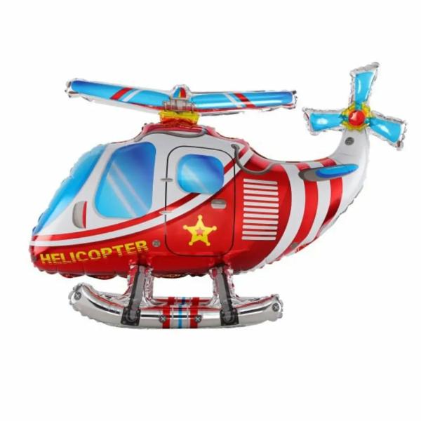 3D Standing Red Helicopter Foil Balloon  |   Shaped Balloons