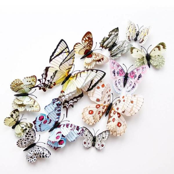 3D White Butterfly Magnetic Stickers 12Pk  |   3D Butterfly Stickers