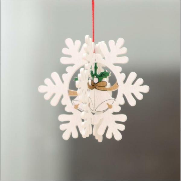 3D Wooden Christmas Tree Hanging Ornament – White Xmas Snowflake  |   Everlasting Bears