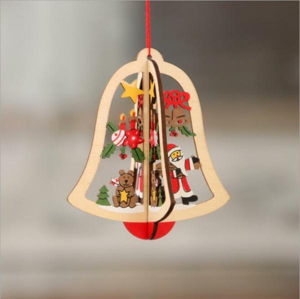 3D Wooden Christmas Tree Hanging Ornament – Xmas Bell – #7  |   Everlasting Bears