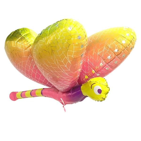 3D Yellow Pink Dragonfly Foil Balloon  |   Animal Balloons