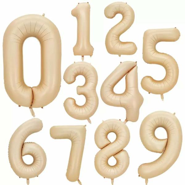 40-Inch Jumbo Caramel 0-9 Number Foil Balloon  |   40-Inch Numbers