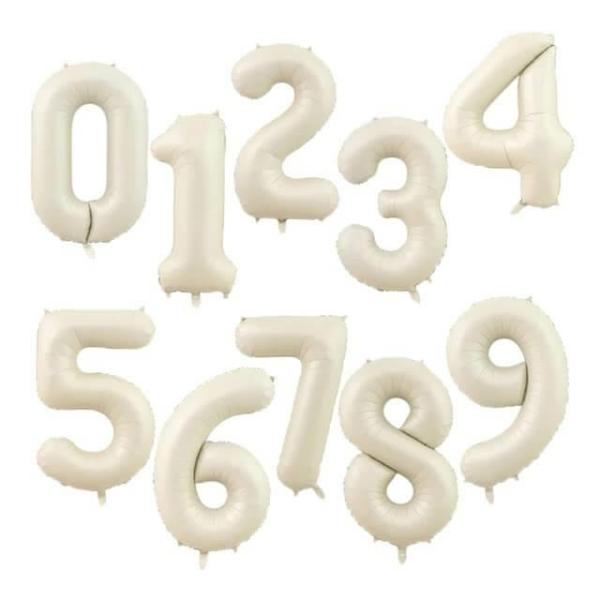 40-Inch Jumbo Cream 0-9 Number Foil Balloon  |   40-Inch Numbers