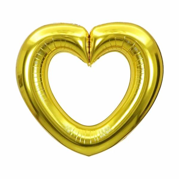 40-Inch Jumbo Gold Hollow Heart Foil Balloon  |   40-Inch Numbers