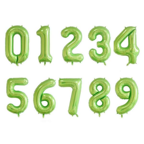 40-Inch Jumbo Green 0-9 Number Foil Balloon  |   40-Inch Numbers