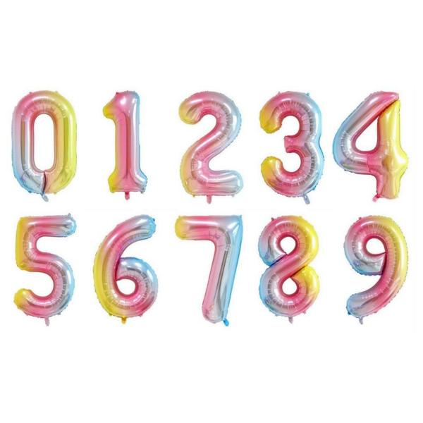 40-Inch Jumbo Iridescent Rainbow Number 0-9 Foil Balloon  |   40-Inch Numbers