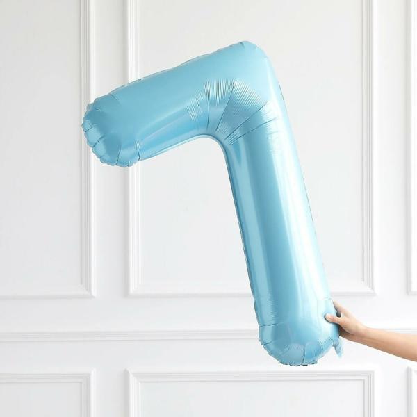 40-Inch Jumbo Pastel Blue Number 7 Foil Balloon  |   40-Inch Numbers