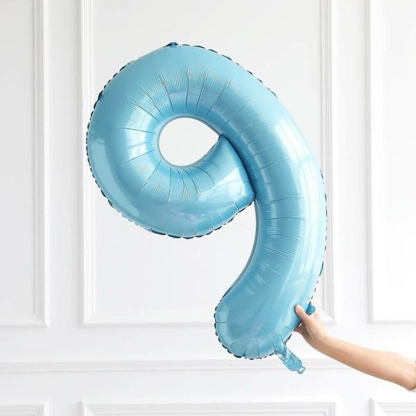 40-Inch Jumbo Pastel Blue Number 9 Foil Balloon  |   Number Balloons