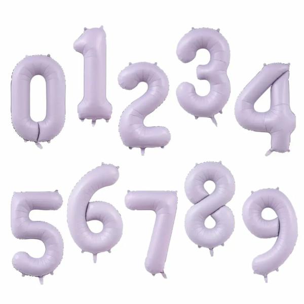 40-Inch Jumbo Pastel Lilac 0-9 Number Foil Balloon  |   40-Inch Numbers