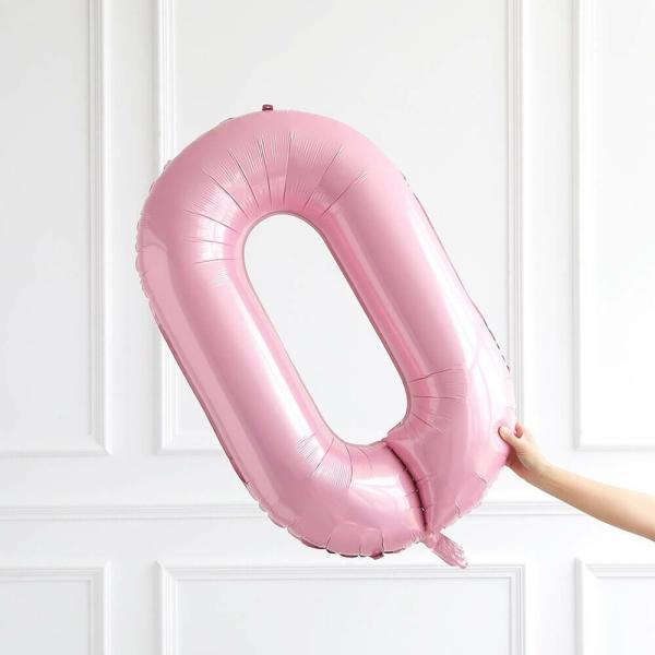 40-Inch Jumbo Pastel Pink Number 0 Foil Balloon  |   Number Balloons